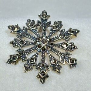 Vintage Snowflake Pendant Sterling Silver & Marcasite